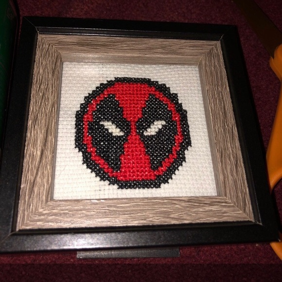 handmade Other - FRAMED DEADPOOL HANDMADE CROSS STITCH